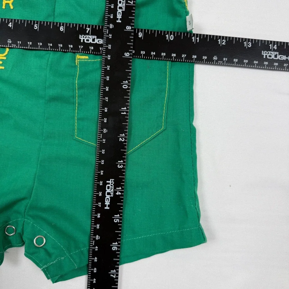 Rare Vtg Billy The Kid Green Super Dude Shortalls Overalls Kids Size 24 Months‎